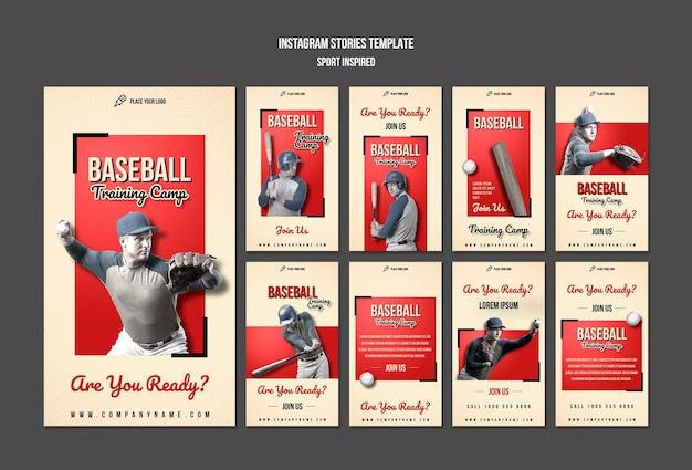 PSD baseball training instagram stories template