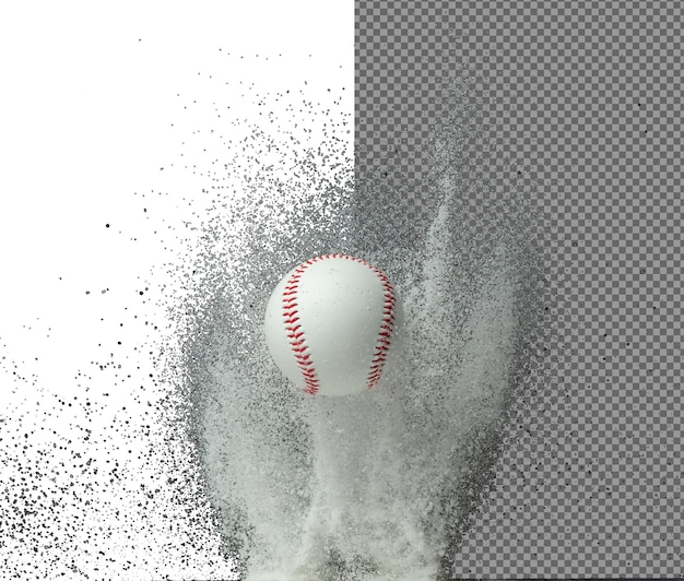 PSD baseball training practice in middle of snow night sport training baseball ball falling down snow heavy big small size snows freeze shot on black background isolated overlay