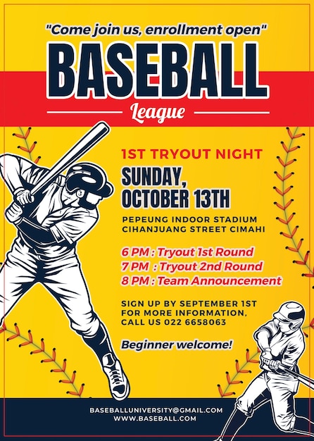 PSD baseball tryout flyer