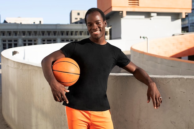 basic black tshirt mockup psd sporty style mens fashion apparel city shoot