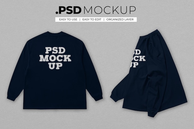 PSD basic long tee realistic psd mockup