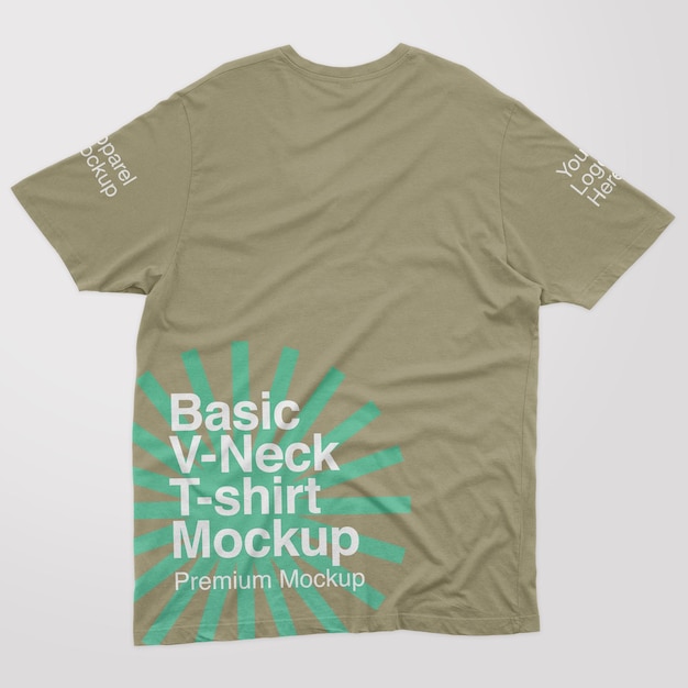 Mockup di maglietta con scollo a v di base sul retro