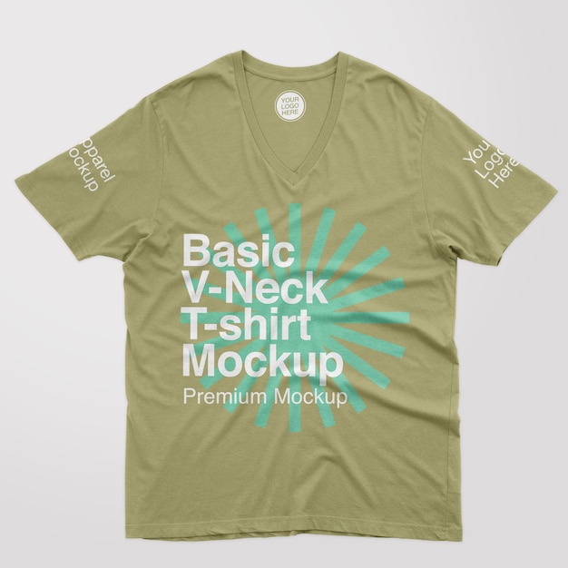 ベーシックvnecktシャツモックアップ