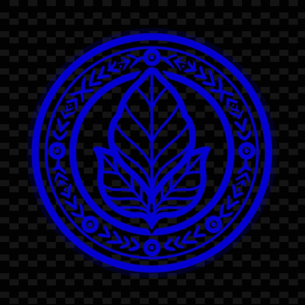 PSD Эмблема листьев базилика с декоративными геометрическими узорами природы травяные векторные дизайнерские коллекции