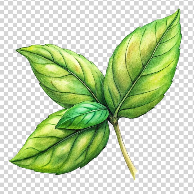 PSD basil leave isolated on transparent background