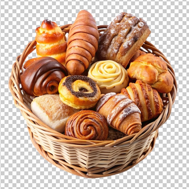 PSD a basket of assorted pastries png