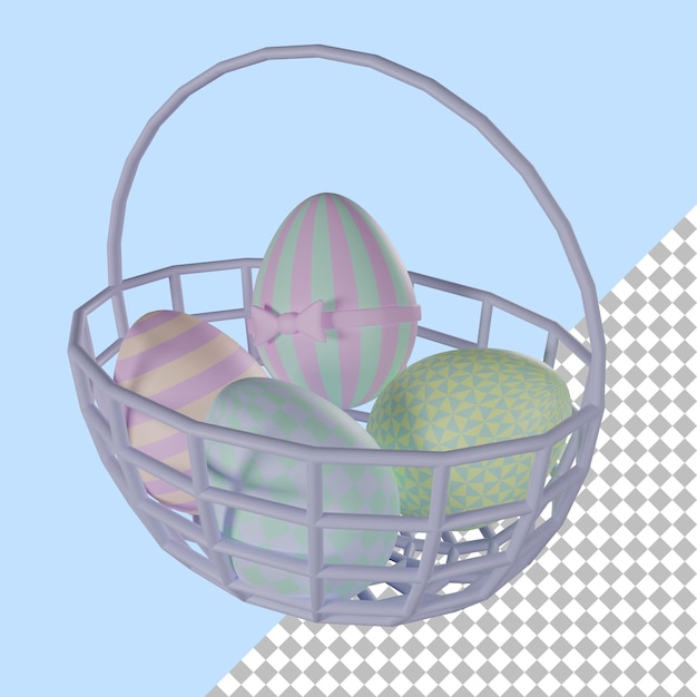 PSD a basket of easter eggs in a basket