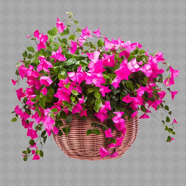 PSD a basket of flowers with a basket of flowers on a transparent background