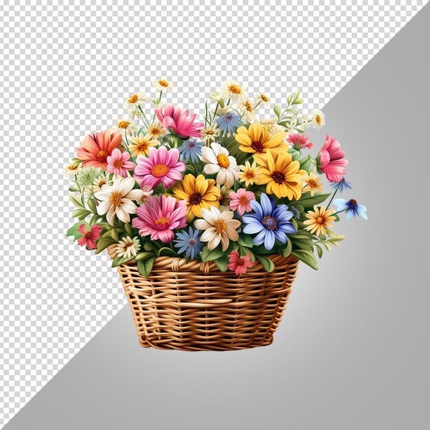 PSD a basket of flowers with a basket of flowers