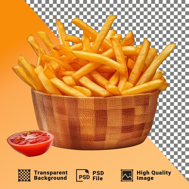 PSD a basket of french fries isolated on transparent background