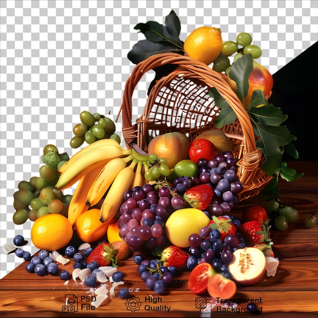 PSD a basket of fruit isolated on transparent background with png file