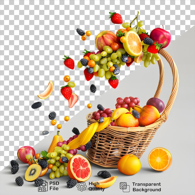 Un cesto di frutta isolato su uno sfondo trasparente con un file png