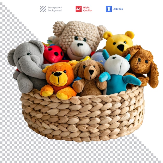 PSD basket full of stuffed animals