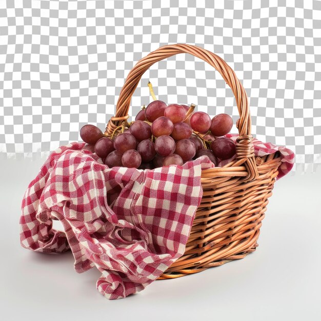 PSD a basket of grapes with a red cloth on it