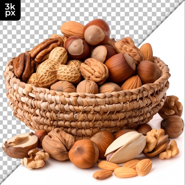 PSD a basket of nuts including a basket of nuts and a basket of nuts