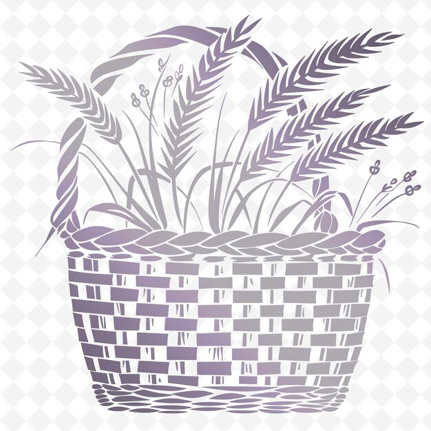 PSD a basket of plants with a purple background with a wicker basket that saysplanton it