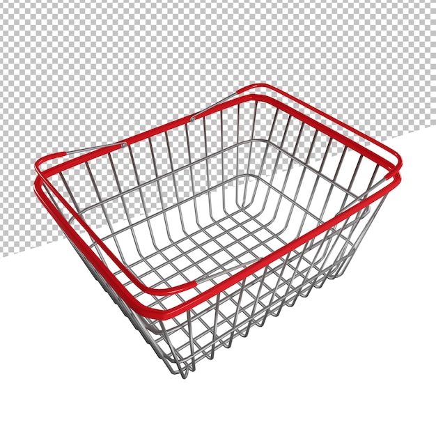 Basket or shopping cart on a transparent background, 3D rendering illustration