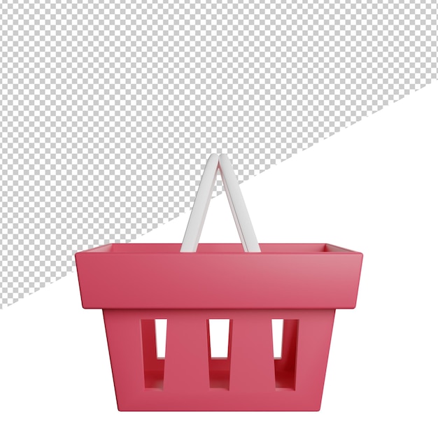 Basket shopping chart mall element front view 3d rendering illustration icon transparent background