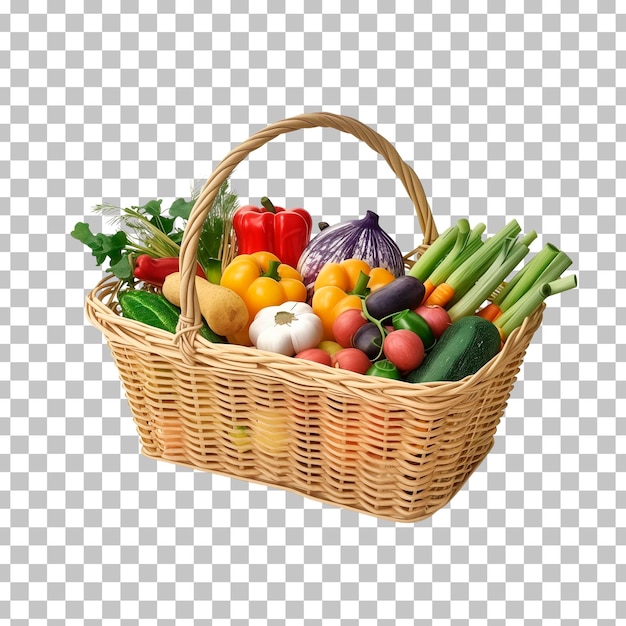 PSD a basket of vegetables with a white background with a white background