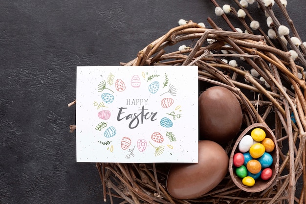 PSD basket with chocolate eggs