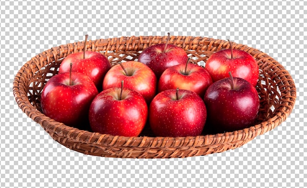 Basket with red apples with transparent background png