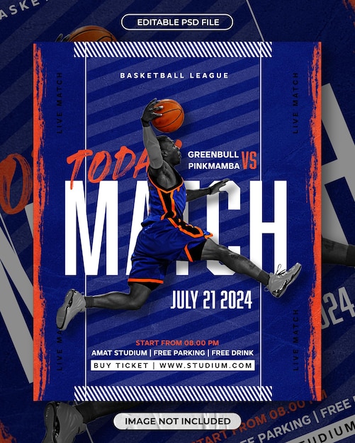 Basketbal flyer evenement of social media sjabloon