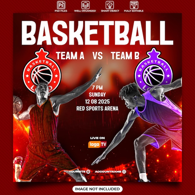 basketbal flyer social media postsjabloon