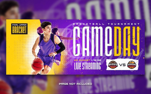 Basketbal sport game day banner flyer voor social media post