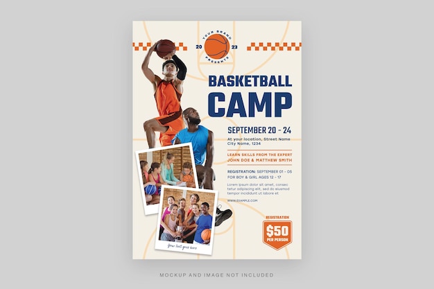 Basketbalkamp Flyer-sjabloon in PSD