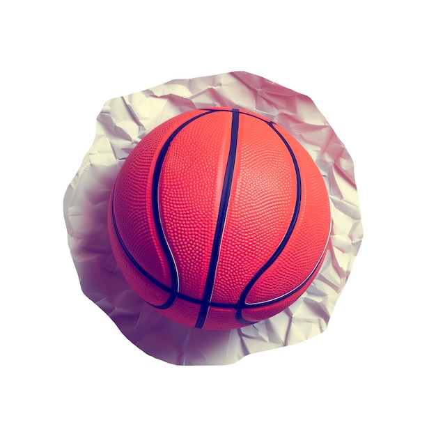 Basketball ball on crumpled paper cut out image