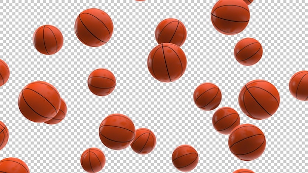 Palle da basket su sfondo trasparente 3d rendering illustrazione