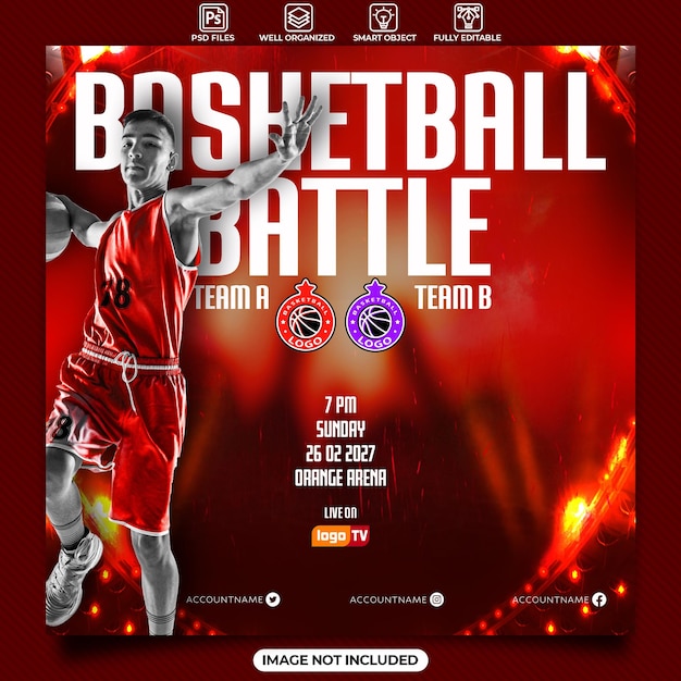 PSD basketball battle instagram post template