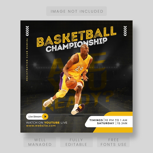 Basketball championship poster and banner design template