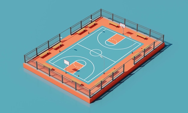 PSD basketball court isometric