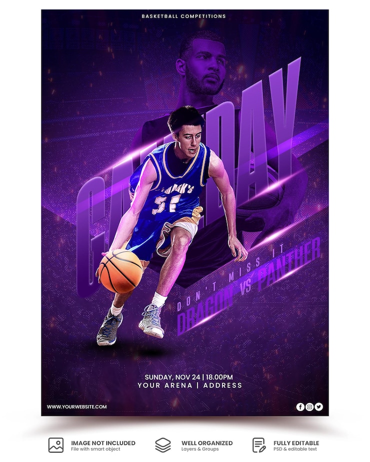 PSD basketball game day poster a4