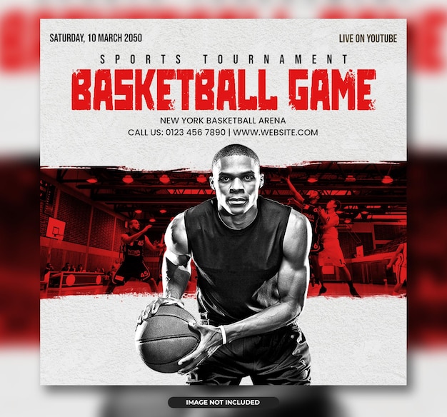 Basketball game tournament social media post banner template or soccer club event flyer