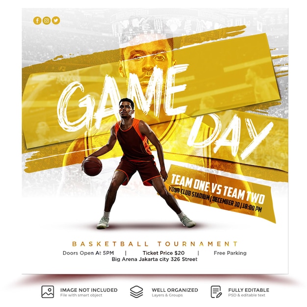 PSD basketball gameday social media instagram banner template