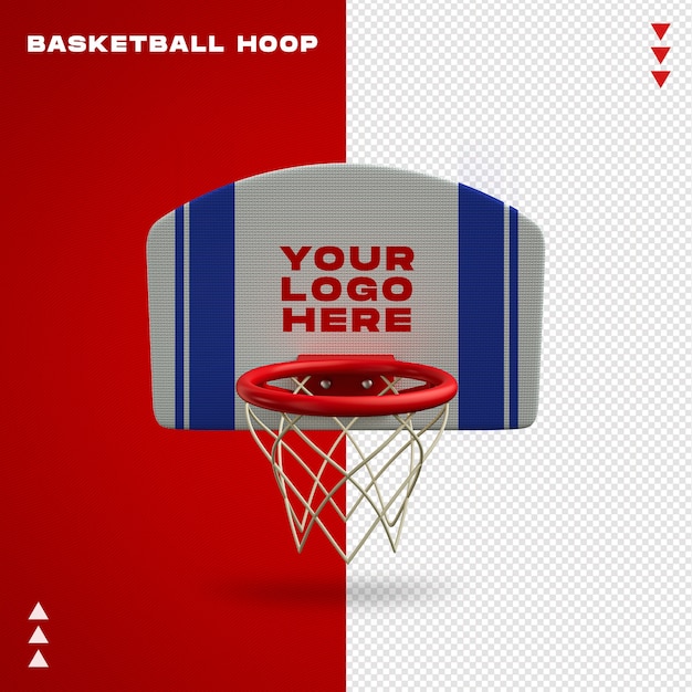 PSD basketball hoop mockup in 3d rendering isolated