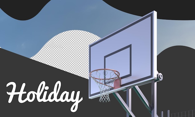 A basketball hoop with the words holiday on it