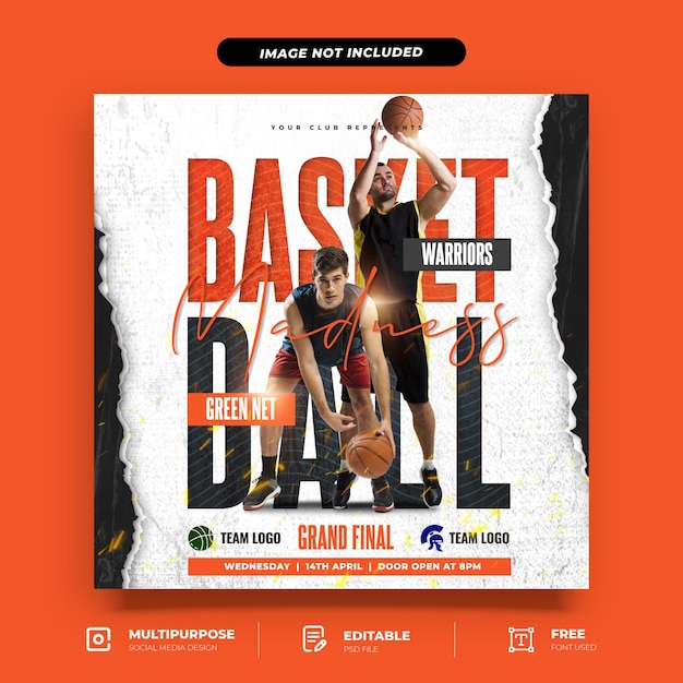 PSD basketball league instagram post template