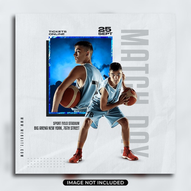 Basketball Match Day Flyer and Social Media Instagram banner template