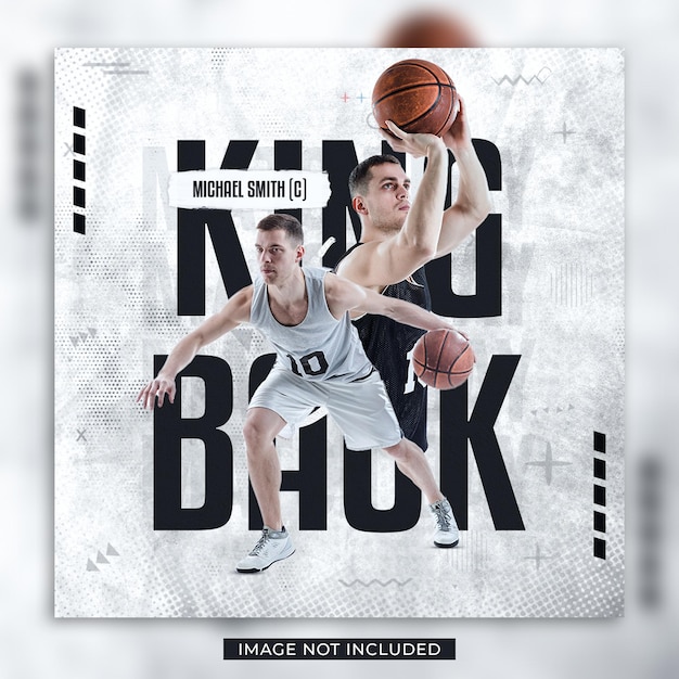 PSD basketball match day flyer and social media instagram banner template