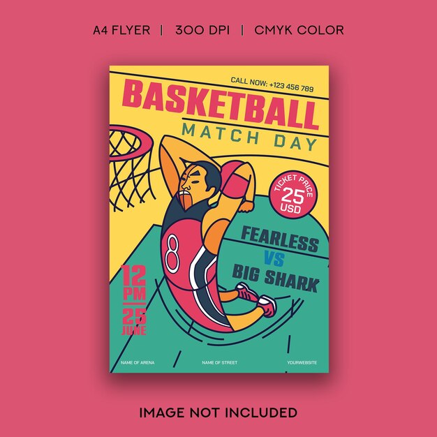 PSD basketball match flyer