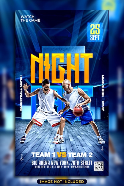 Шаблон basketball night game в социальных сетях instagram story