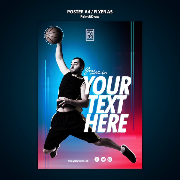 PSD basketball player flyer template