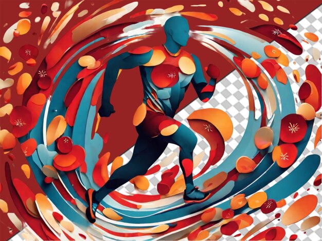 PSD basketball player illustration character in abstract style