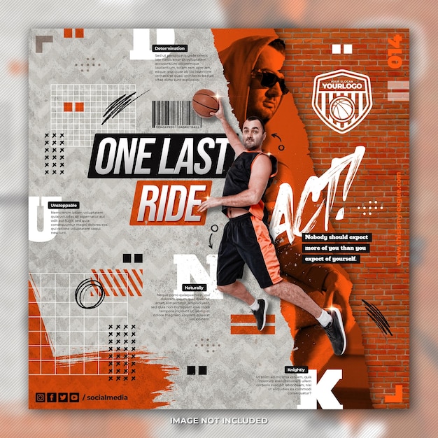 PSD basketball player poster social media post template