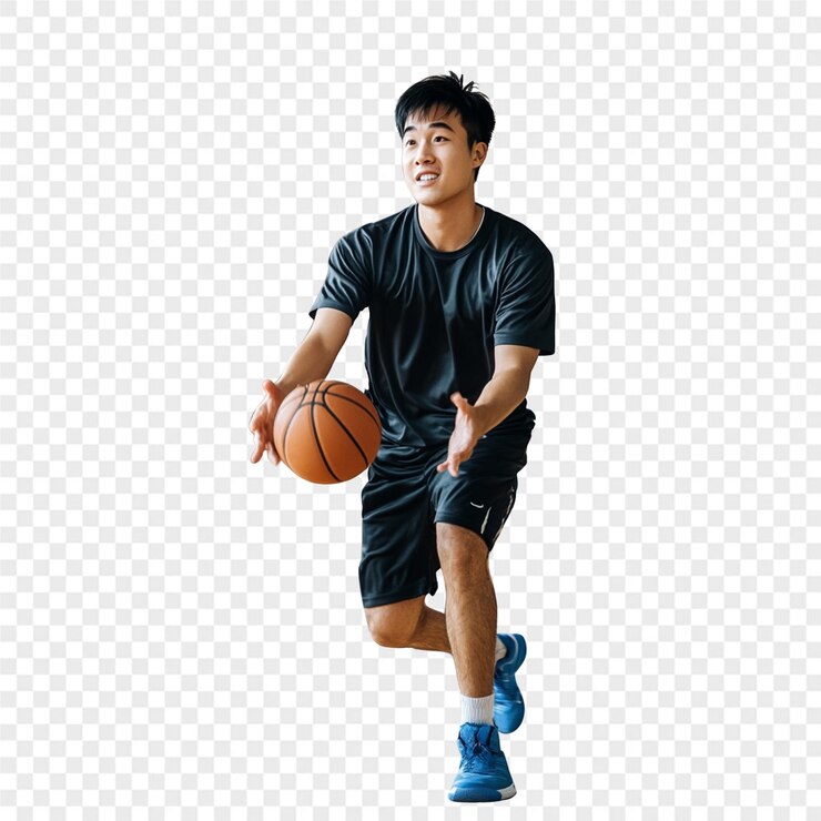 PSD 頭の上にボールを持ったバスケットボール選手