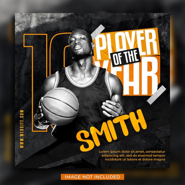 PSD basketball player of the year flyer and social media instagram banner template