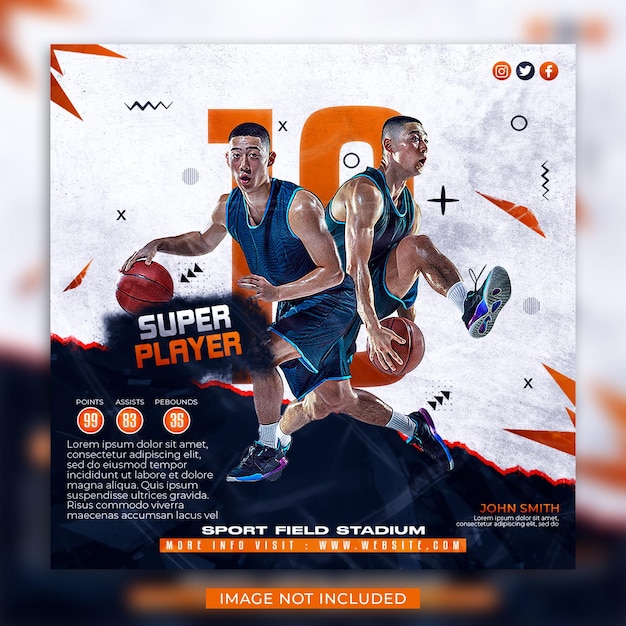 Basketball player of the year flyer and social media instagram banner template